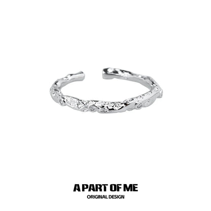 A PART OF ME broken starry sky ring in polished silver with a textured design