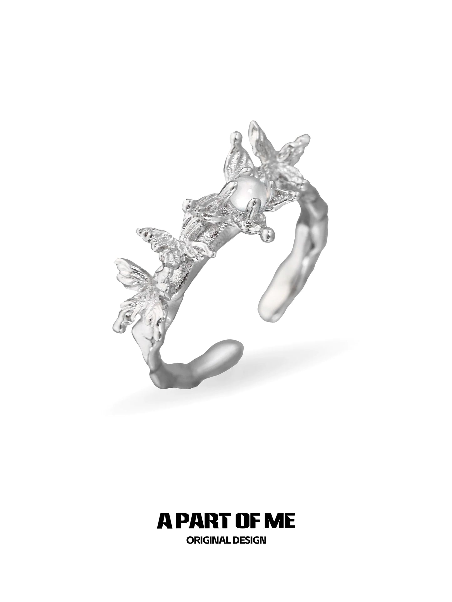 Butterfly agate ring with intricate butterfly designs and a polished finish from A PART OF ME