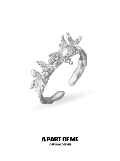 Butterfly agate ring with intricate butterfly designs and a polished finish from A PART OF ME