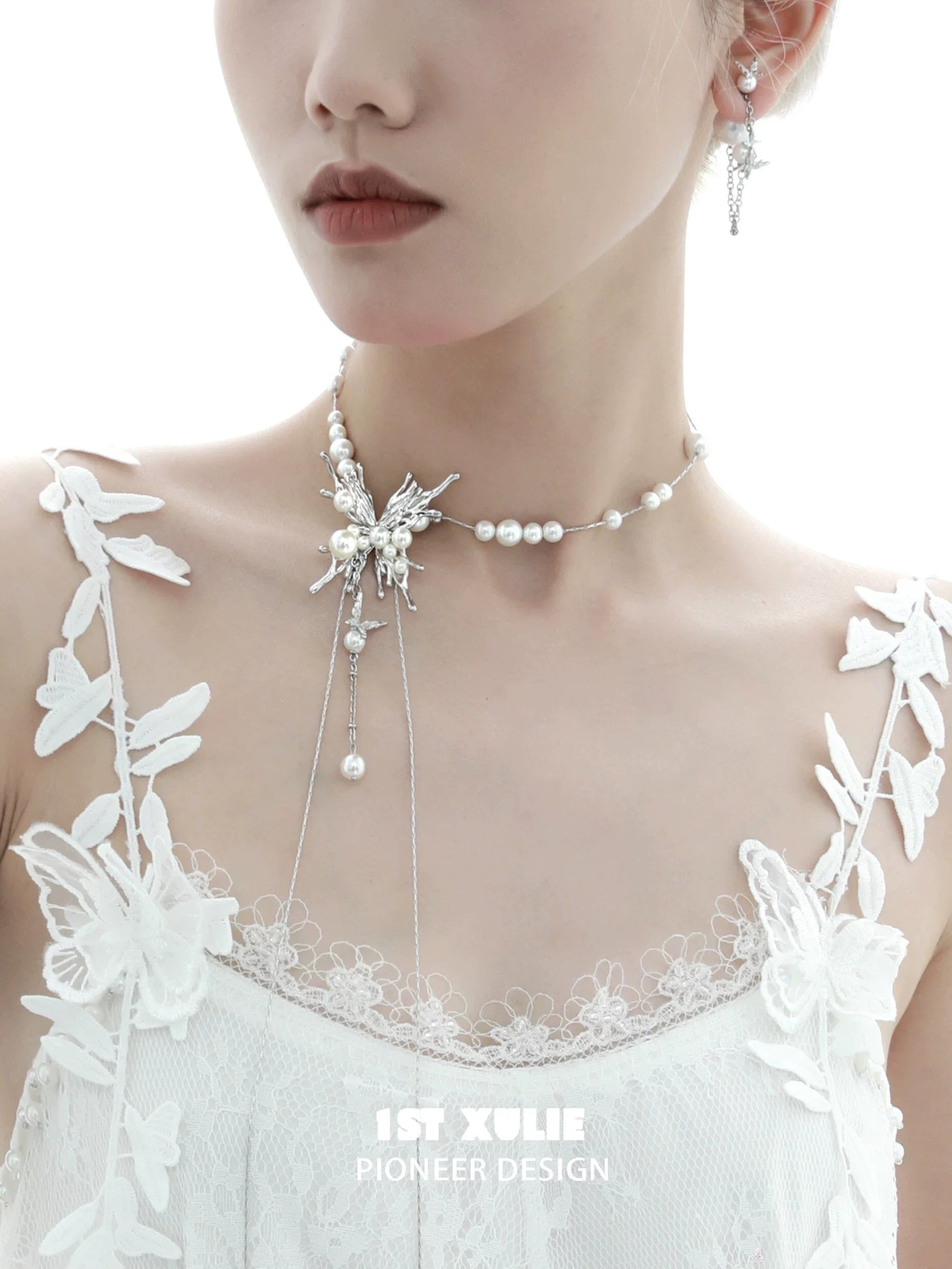 Elegant butterfly pendant necklace with pearls for a unique and stylish look