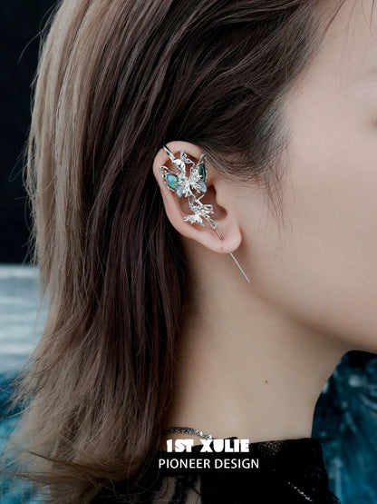 Stylish 1STXULIE butterfly piercing earrings with intricate design and sparkling accents