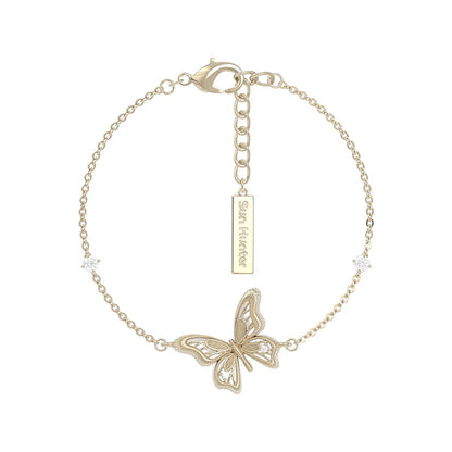SUN HUNTER butterfly silver bracelet with intricate butterfly design and clear crystals for elegant style