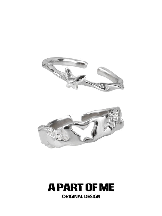 A PART OF ME butterfly silver ring featuring an intricate design with delicate butterfly details