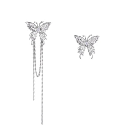 SUN HUNTER Butterfly Tassel Ear Cuffs in Silver with Elegant Chain Design