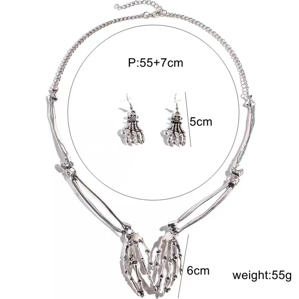 Punk Skull Hand Necklace