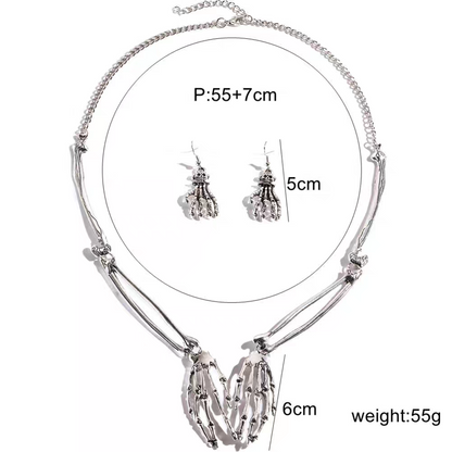 Punk Skull Hand Necklace