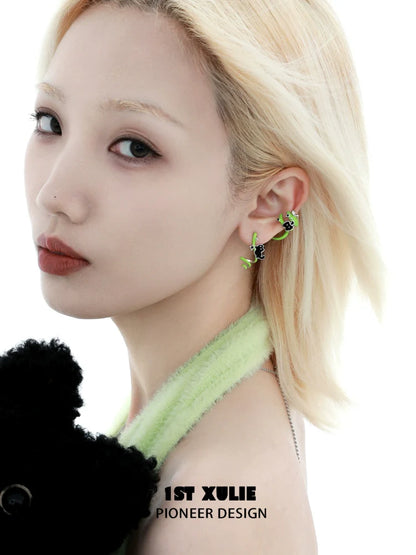Unique cat and dog earrings by 1ST XULIE featuring colorful designs for playful style