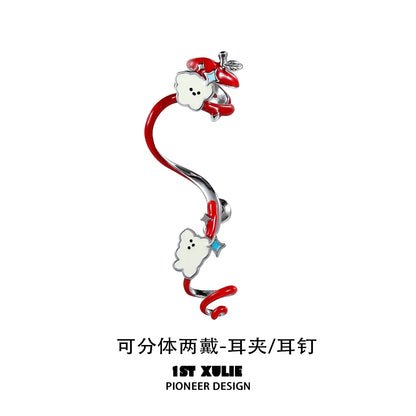 1ST XULIE Cat and Dog Earrings with Cute Cloud Design and Colorful Twist Detail