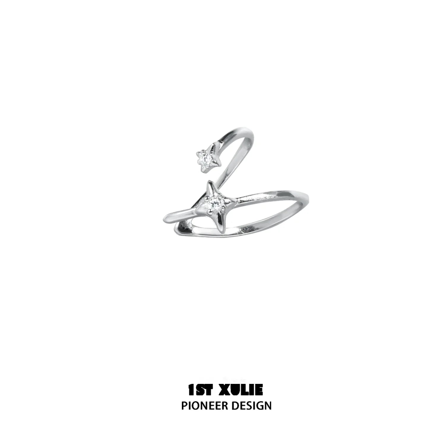Elegant celestial zircon ear cuffs in silver with star-shaped accents for a stylish look