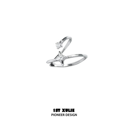 Elegant celestial zircon ear cuffs in silver with star-shaped accents for a stylish look