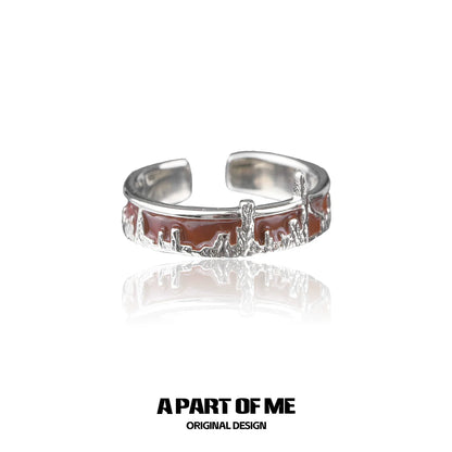 City skyline silver ring with a unique design featuring intricate cityscape details