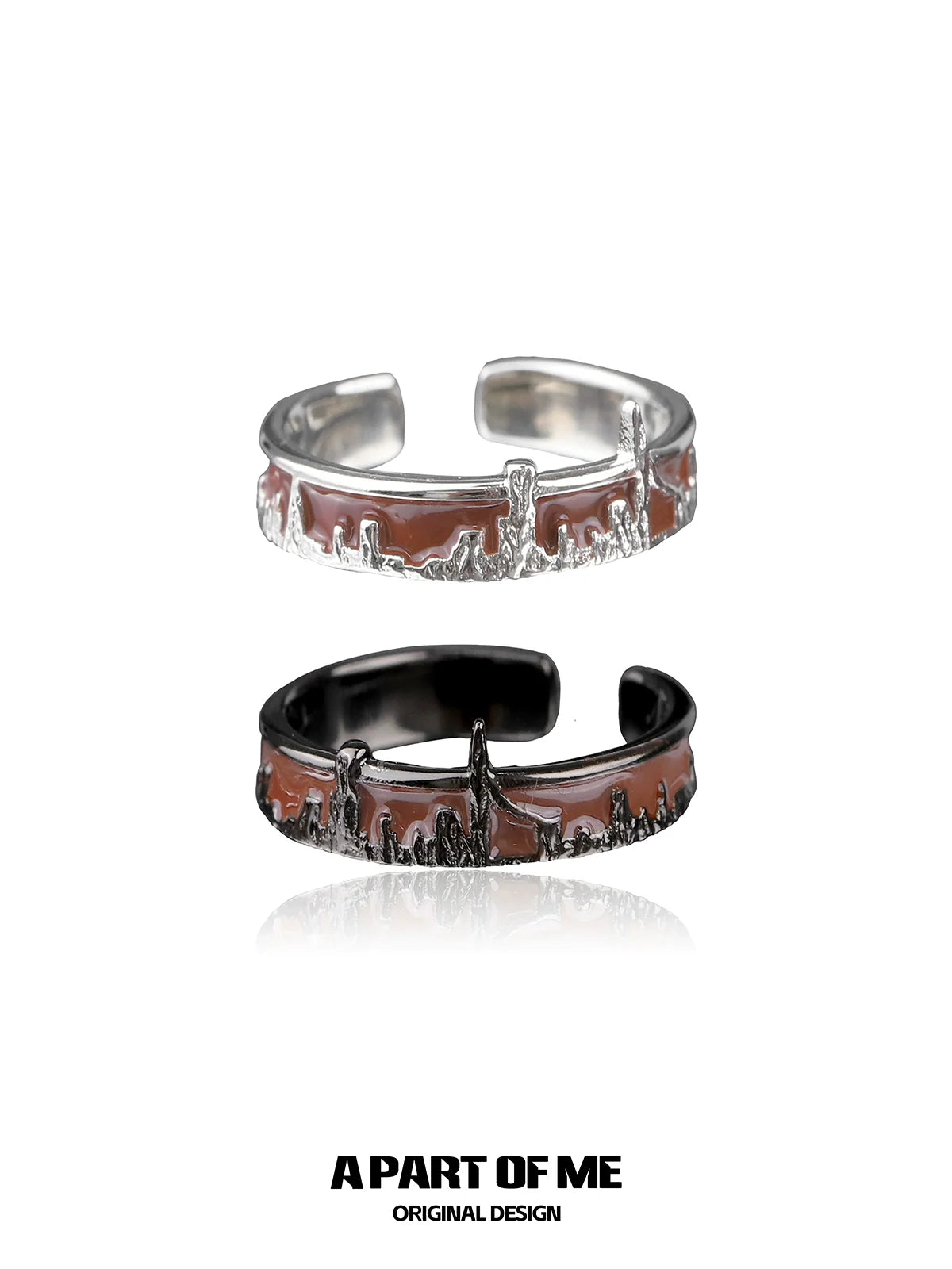 City skyline silver ring featuring a detailed cityscape design for a stylish look
