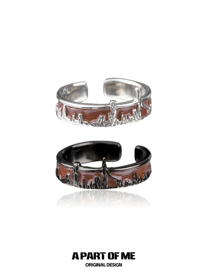 City skyline silver ring featuring a detailed cityscape design for a stylish look