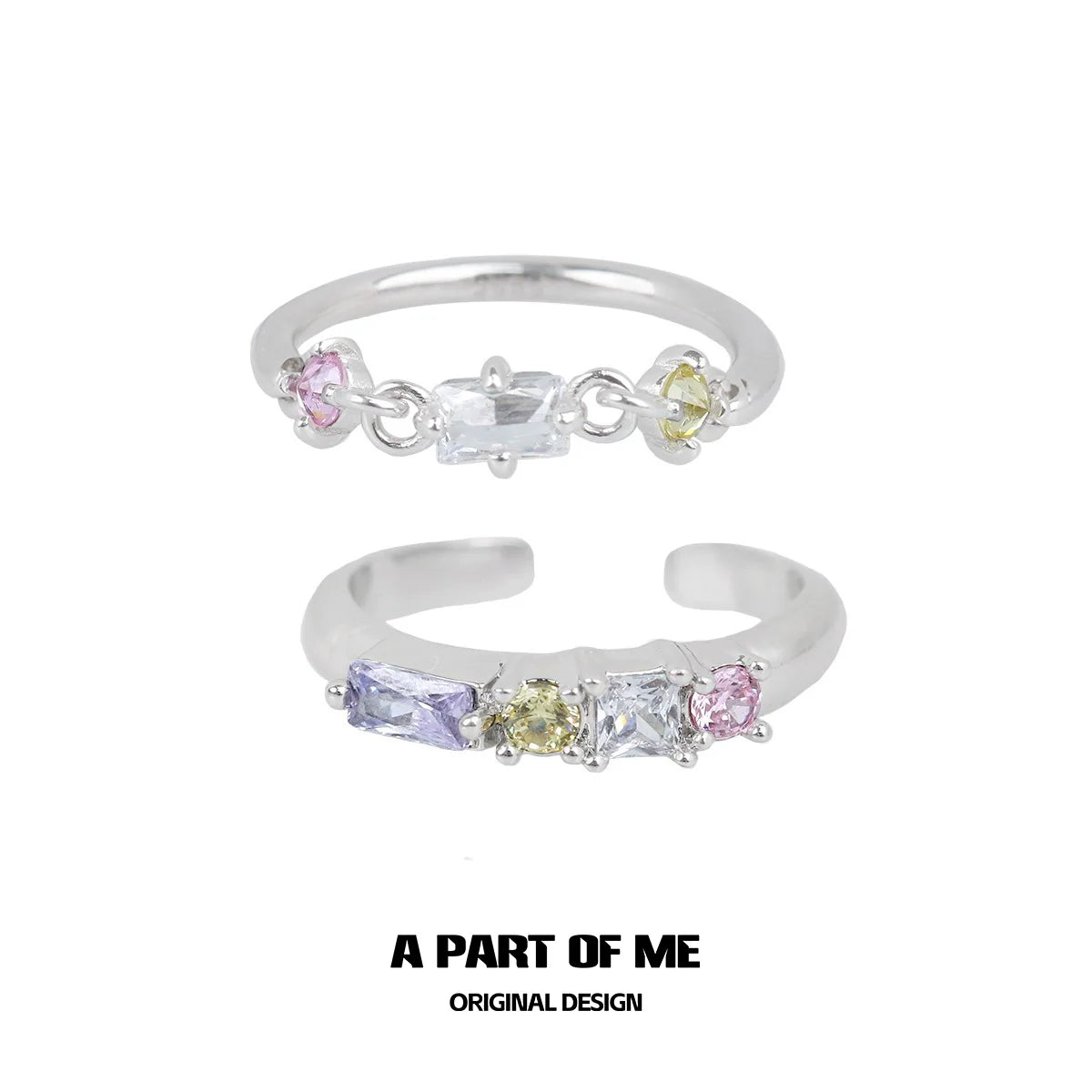 Silver A PART OF ME colorful zircon ring featuring dazzling multicolored stones for a vibrant look