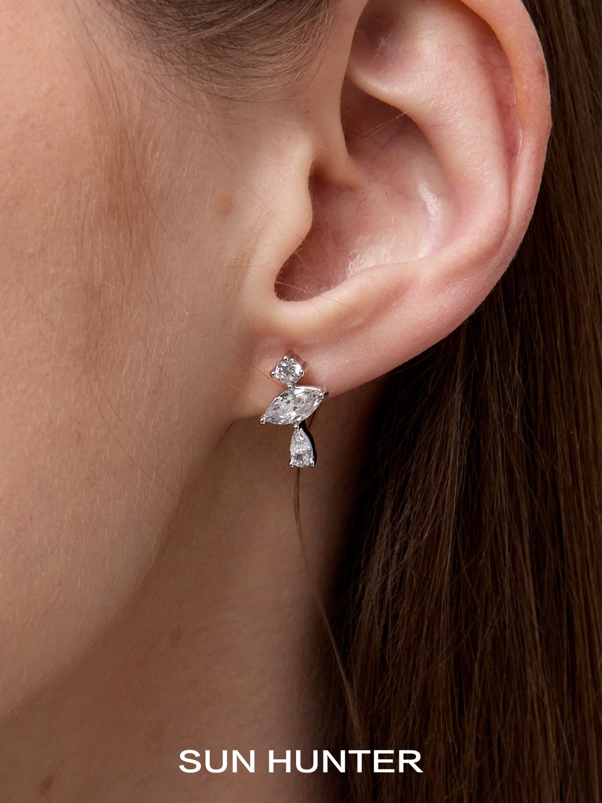 Elegant SUN HUNTER cosmic planet earrings set featuring sparkling gemstones for a unique look