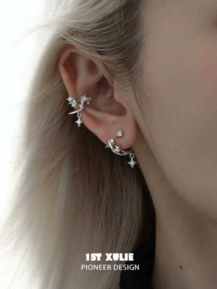 Elegant 1ST XULIE cosmic star ear cuff with sparkling stars and a unique design for stylish ear accessories