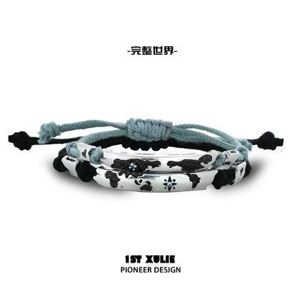 Couple braided bracelet set featuring stylish leather and bead designs for matching accessories