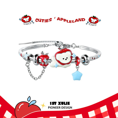 Cute cat and puppy bracelet with colorful charms and a heart-shaped centerpiece from 1STXULIE