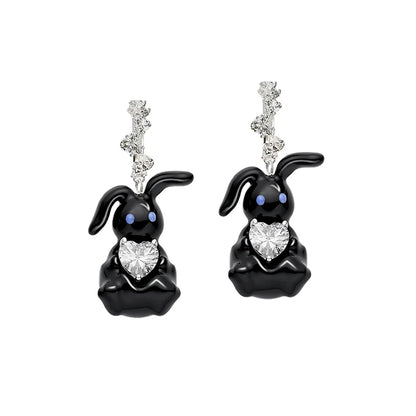 Cute enamel rabbit earrings with sparkling gems for a playful and charming accessory