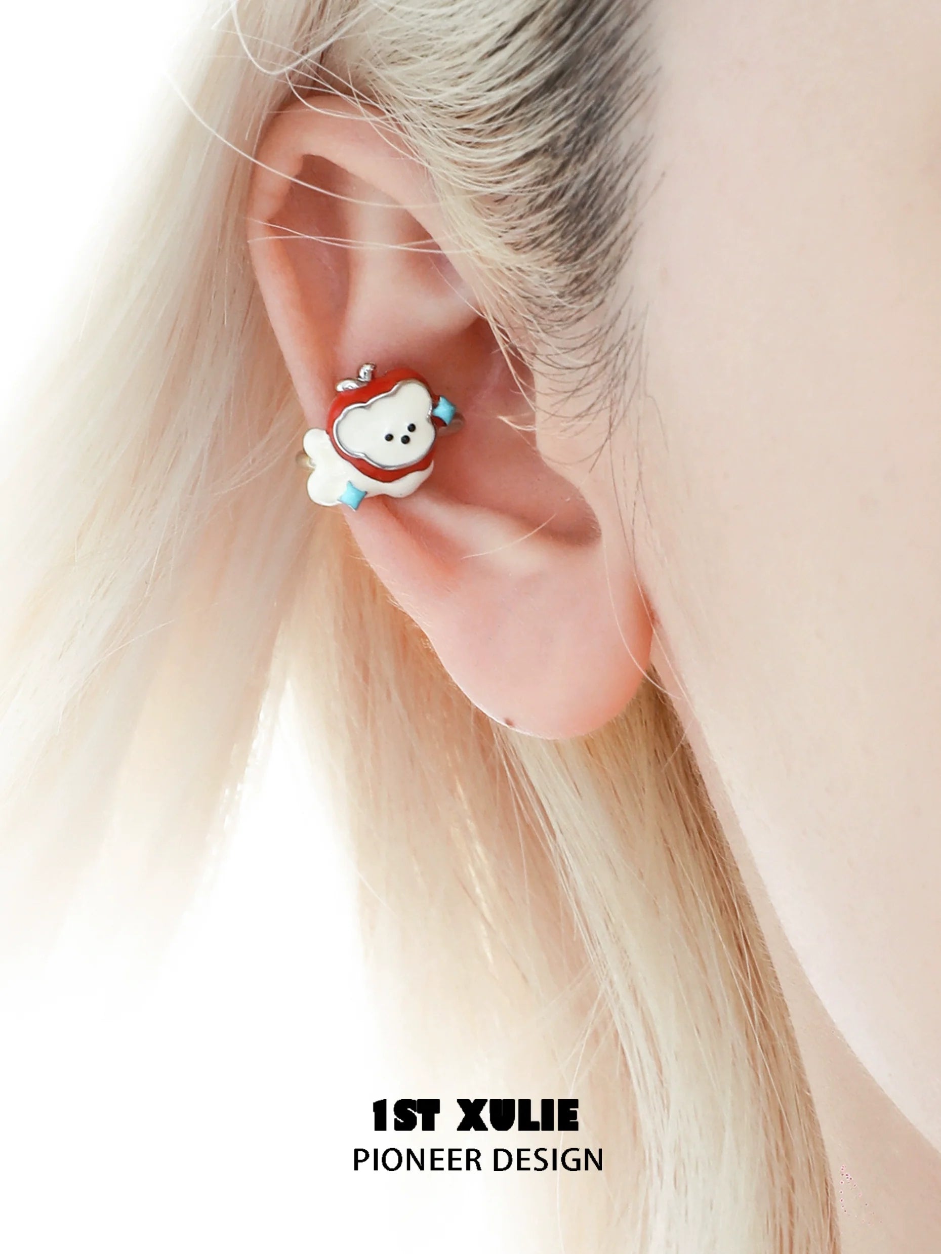 Cute apple ear cuffs for pets featuring a playful design in a colorful style
