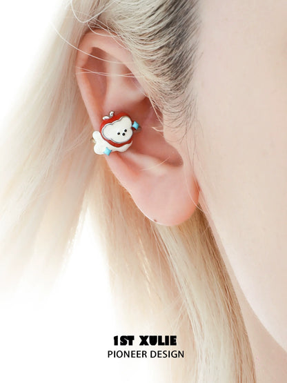 Cute apple ear cuffs for pets featuring a playful design in a colorful style