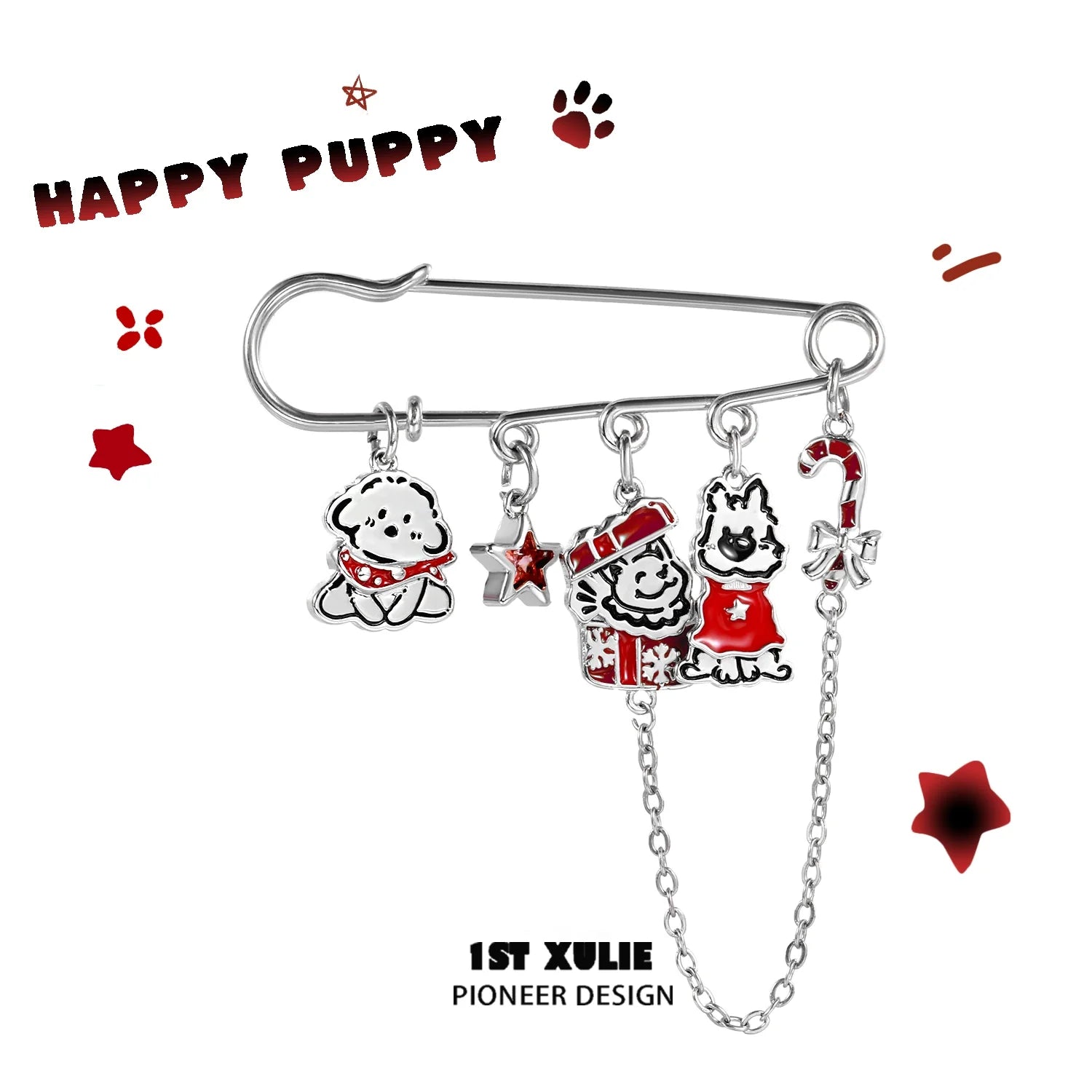 Cute puppy brooch pin featuring adorable dog charms and festive designs for dog lovers