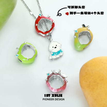 Cute puppy pendant necklace featuring colorful charms with a playful design by 1STXULIE