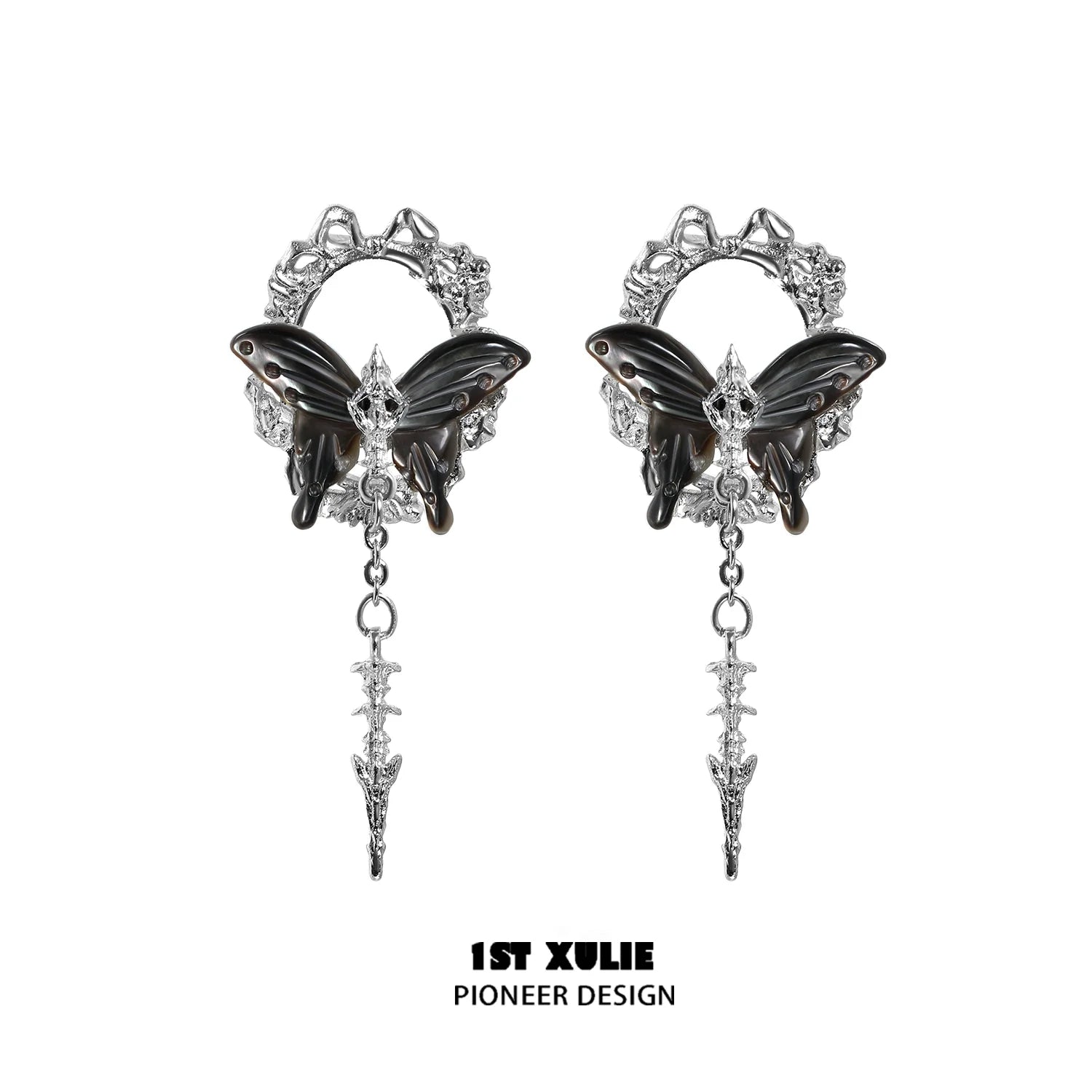 Unique 1ST XULIE cyber butterfly earrings with intricate design and elegant detailing