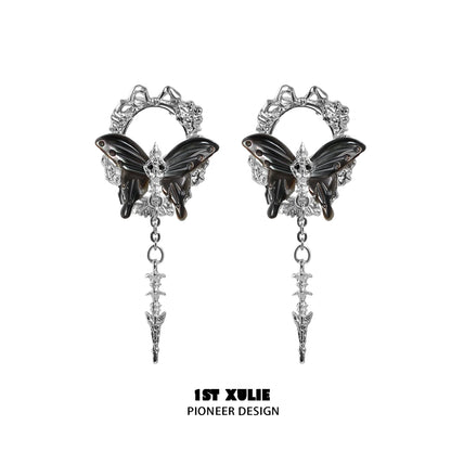 Unique 1ST XULIE cyber butterfly earrings with intricate design and elegant detailing