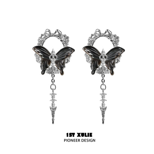 Unique 1ST XULIE cyber butterfly earrings with intricate design and elegant detailing
