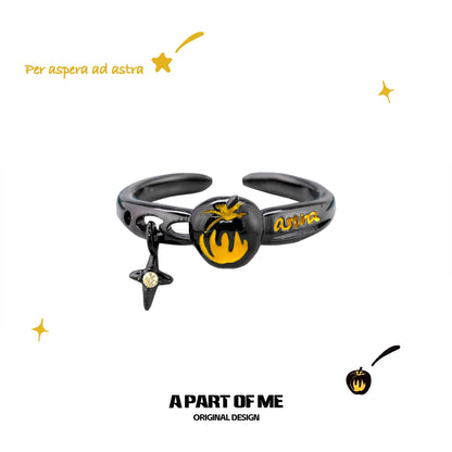 A PART OF ME dark gold apple ring with a unique design and star charm for stylish accessories