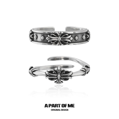 Dark iris vintage ring by A PART OF ME with intricate floral design and polished finish