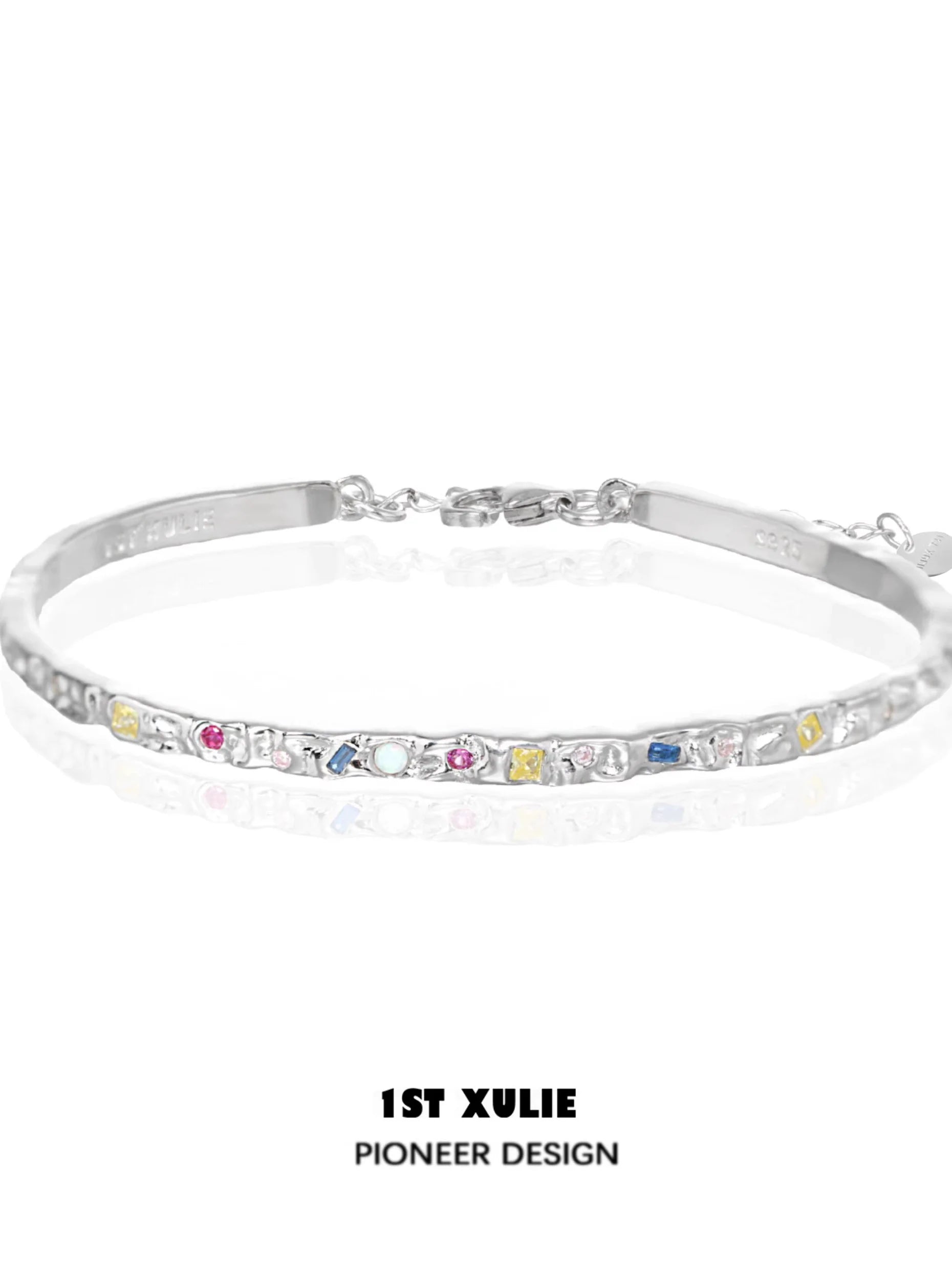 Elegant 1STXULIE dopamine color zircon bracelet with colorful stones for a chic accessory
