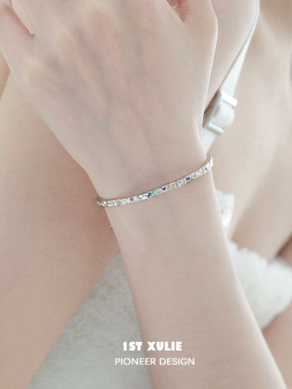 Dopamine color zircon bracelet by 1STXULIE featuring a sparkling design perfect for any occasion