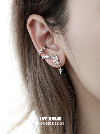 Stylish dragon ear cuff jewelry designed by 1STXULIE, featuring intricate details and a unique look