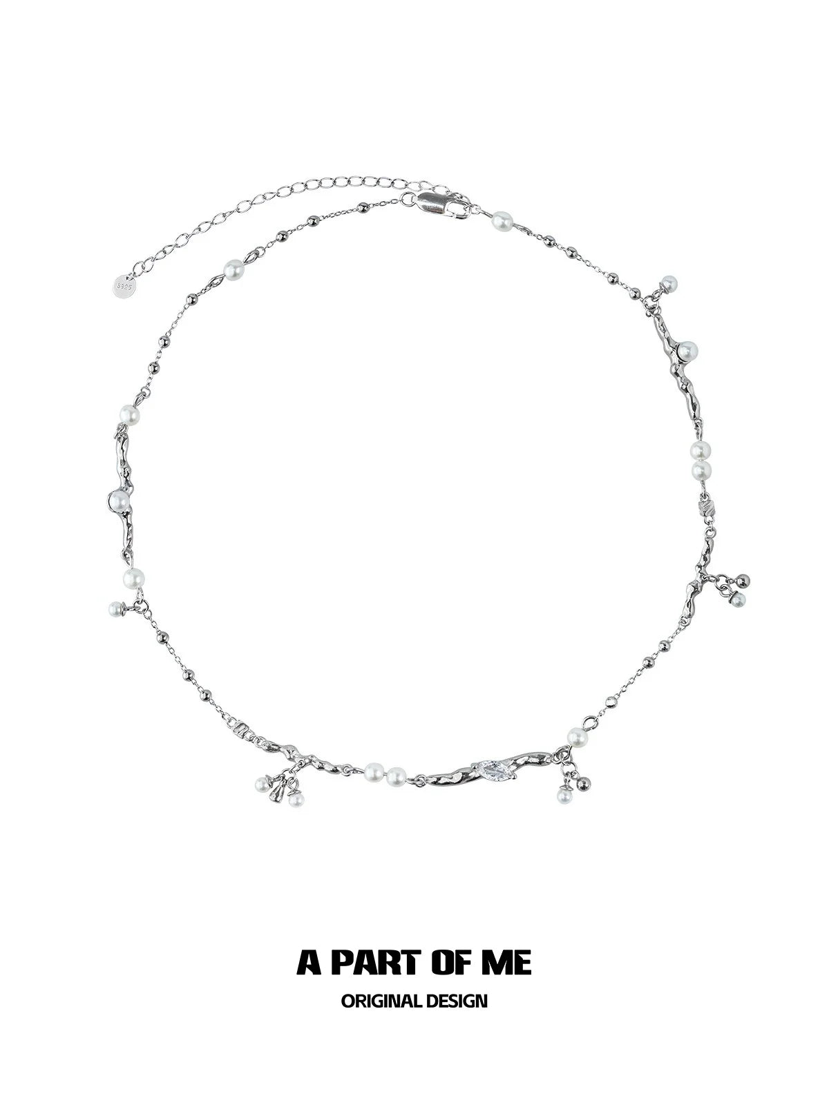 Elegant pearl zircon necklace by A PART OF ME featuring delicate pearls and sparkling zircon accents
