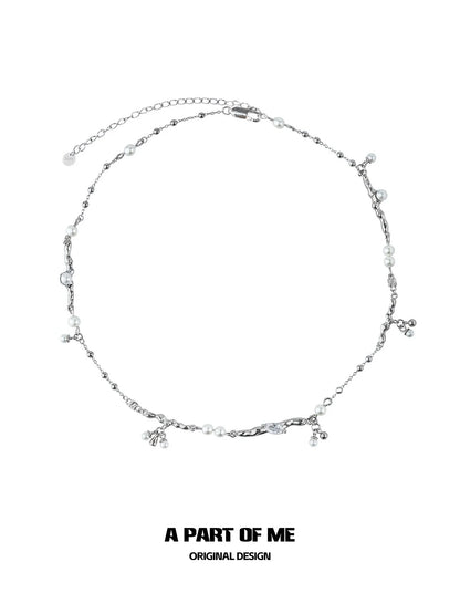 Elegant pearl zircon necklace by A PART OF ME featuring delicate pearls and sparkling zircon accents