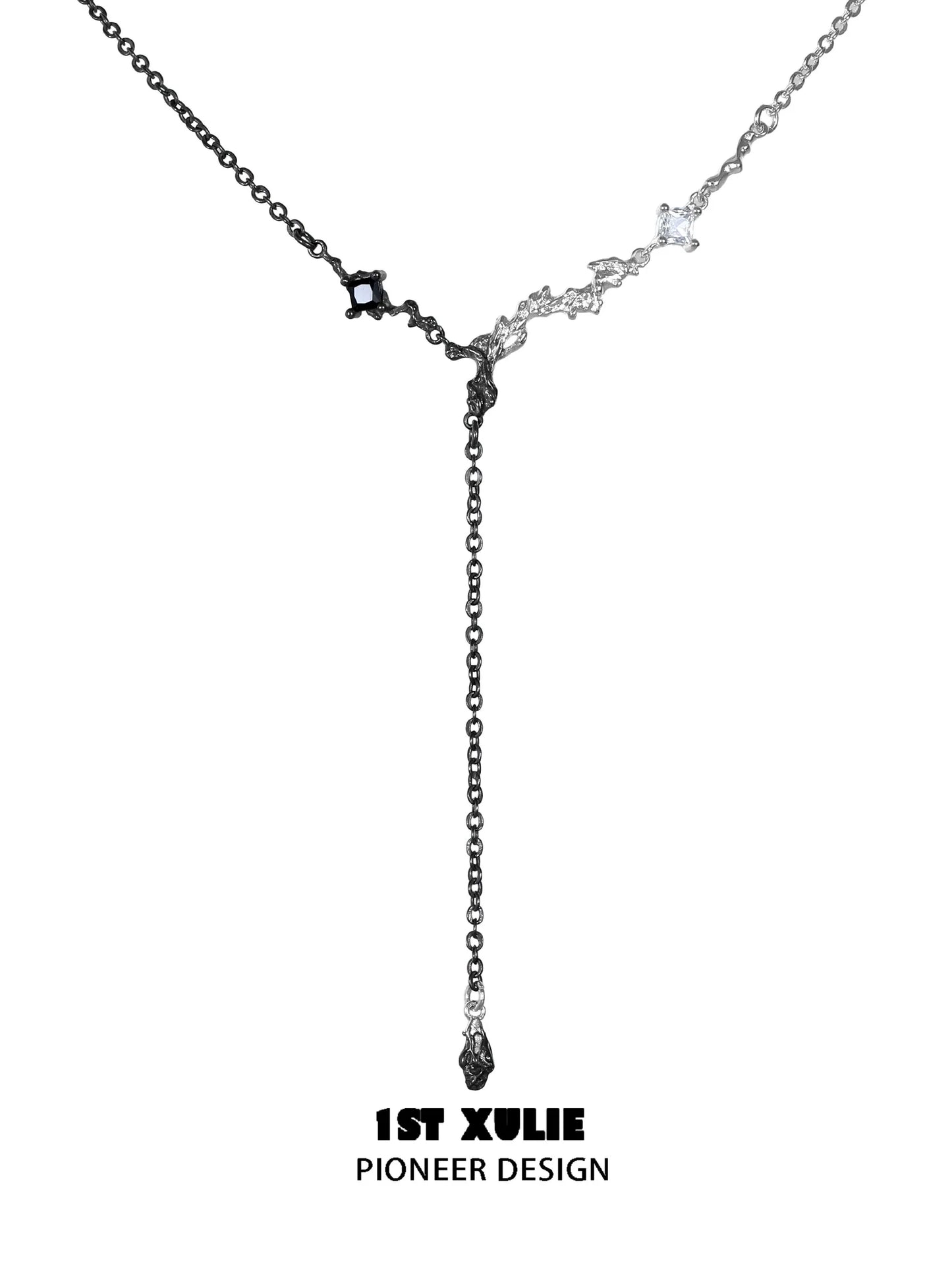 Elegant 1STXULIE Eternal Flame couple necklace with unique design and crystal accents