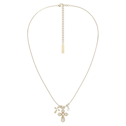 Elegant SUN HUNTER faith charm necklace with gold chain and faith-themed pendants