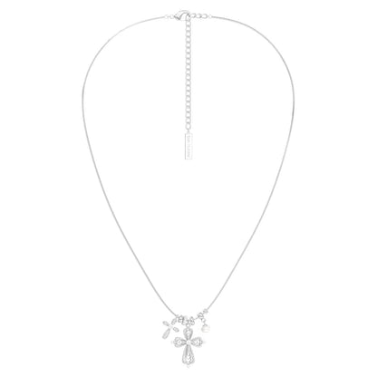 SUN HUNTER faith charm necklace with silver chain and decorative cross pendant