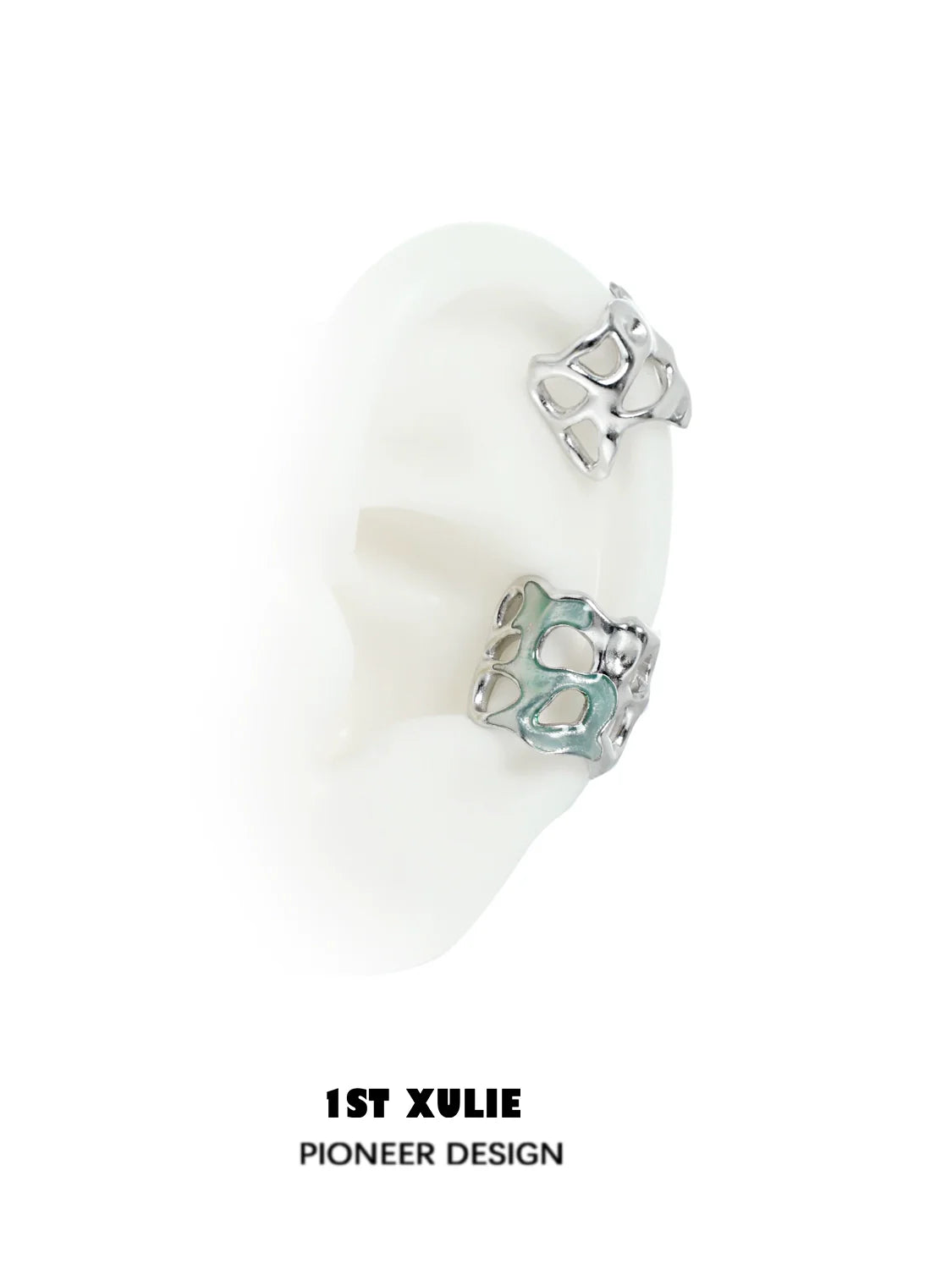 1ST XULIE Frozen Edge Ear Cuff in Silver with Unique Sculptural Design for Fashion Accessories