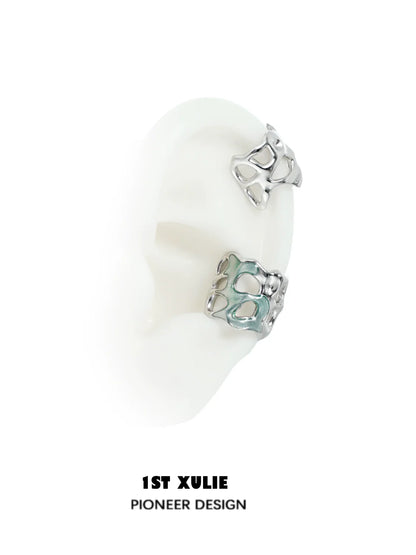 1ST XULIE Frozen Edge Ear Cuff in Silver with Unique Sculptural Design for Fashion Accessories