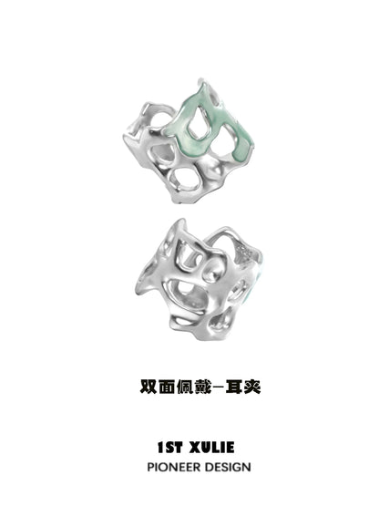 Stylish 1STXULIE frozen edge ear cuff with unique design and silver finish