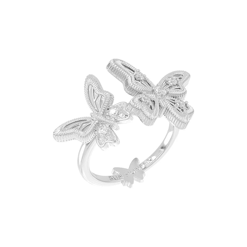 SUN HUNTER French retro butterfly ring with intricate design and sparkling details