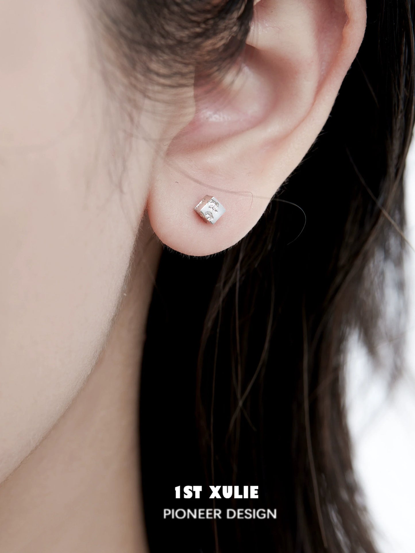 Elegant frosted cube earrings by 1ST XULIE, perfect for adding a subtle sparkle to any outfit