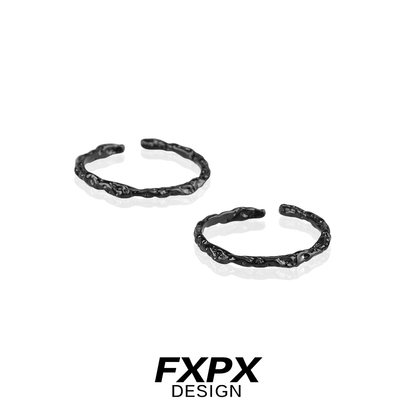 FXPX black tinfoil texture ring in twisted design for a unique, stylish look