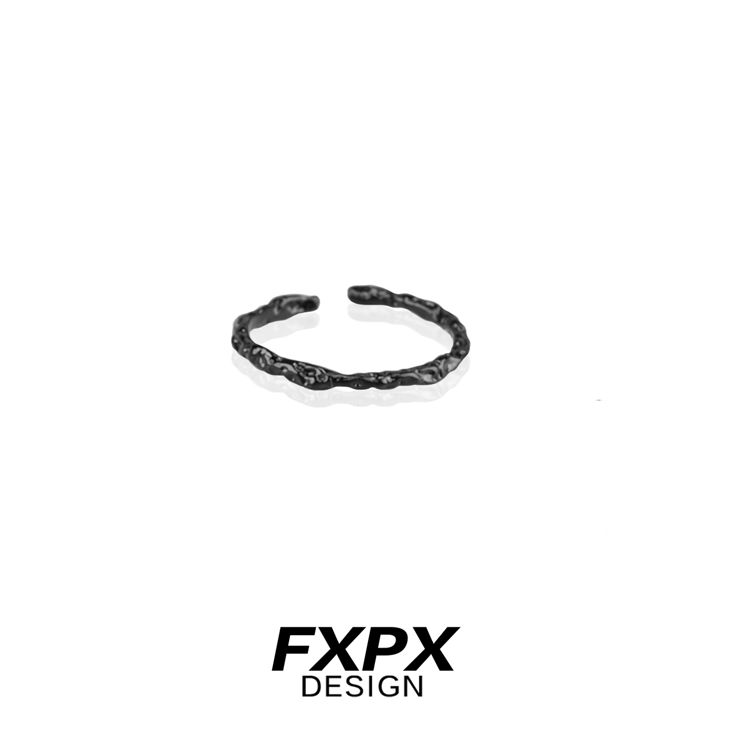 FXPX black tinfoil texture ring featuring a unique, rustic design perfect for everyday wear