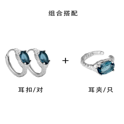 Bloody Doll Jewelry mystic iceland ear cuffs set with silver and blue gemstone design by FXPX