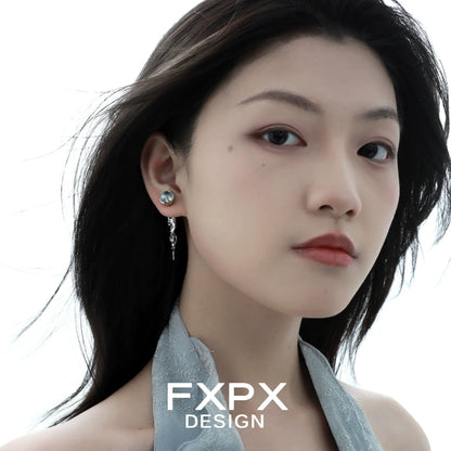 Elegant FXPX blue glacier earrings featuring intricate design for a stylish look