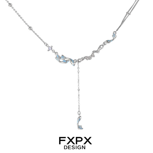 Stylish FXPX blue mermaid necklace featuring elegant designs and shimmering accents